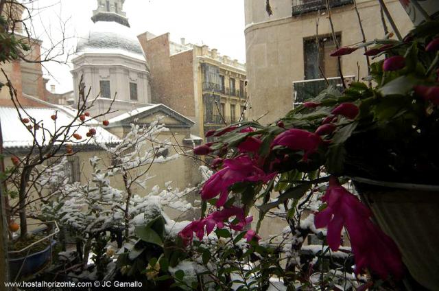 Vistas del Hostal Horizonte Madrid nevado. Snow Madrid 0571